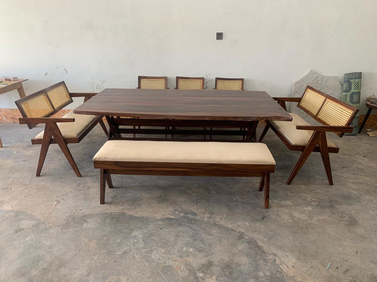 Chandigarh Live Edge sheehsam dining set for 10 persons